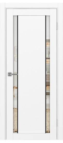 Межкомнатная дверь Турин_522AПП.212 молдинг алюм.чёрн.60  Белый снежный