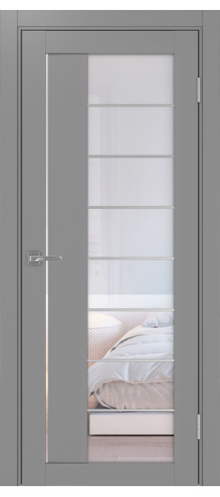 Межкомнатная дверь Турин_524АСС.22 молдинг алюм.хром.60  Серый