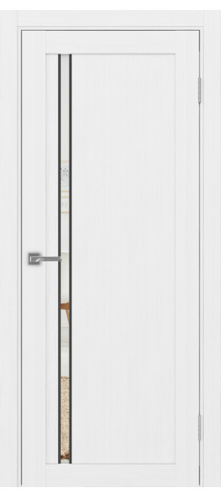 Межкомнатная дверь Турин_527АПС.121 молдинг алюм.чёрн.35  Белый лёд