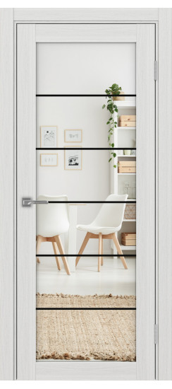 Межкомнатная дверь Турин_501АСС.2 молдинг алюм.чёрн.30  Ясень серебристый