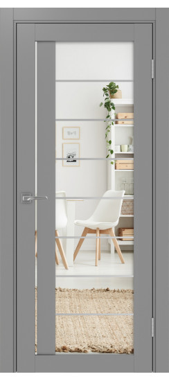 Межкомнатная дверь Турин_524АСС.22 молдинг алюм.хром.60  Серый
