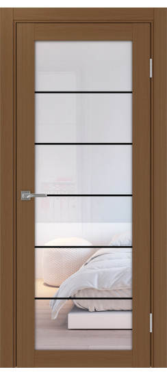 Межкомнатная дверь Турин_501АСС.2 молдинг алюм.чёрн.30  Орех NL