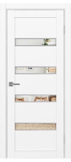 Межкомнатная дверь Турин_505AПC.12 молдинг алюм.хром.30  Белый снежный