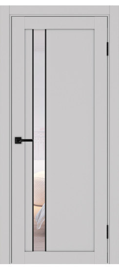 Межкомнатная дверь Турин_528AПС.121 молдинг алюм.чёрн.60  Пепельный