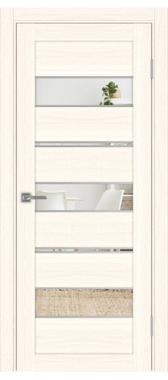 Межкомнатная дверь Турин_526АППmax.122 молдинг алюм.хром.40  Ясень светлый