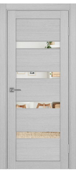 Межкомнатная дверь Турин_505AПC.12 молдинг алюм.хром.30  Дуб серый FL