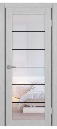 Межкомнатная дверь Турин_501АСС.2 молдинг алюм.чёрн.30  Дуб серый FL