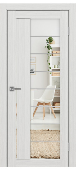 Межкомнатная дверь Турин_524АСС.22 молдинг алюм.хром.60  Ясень серебристый