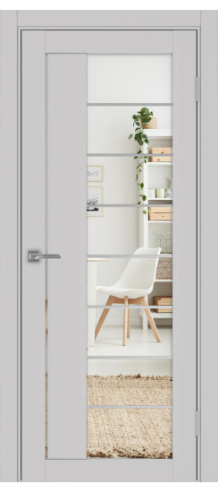 Межкомнатная дверь Турин_524АСС.22 молдинг алюм.хром.60  Пепельный