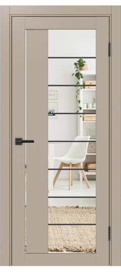 Межкомнатная дверь Турин_524АСС.22 молдинг алюм.чёрн.60  Мокко