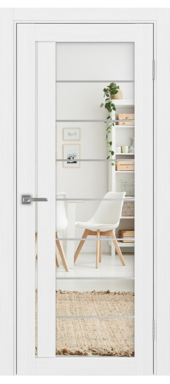 Межкомнатная дверь Турин_524АСС.22 молдинг алюм.хром.60  Белый лёд