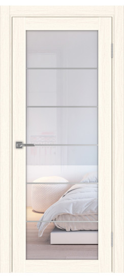 Межкомнатная дверь Турин_501АСС.2 молдинг алюм.хром.30  Ясень светлый
