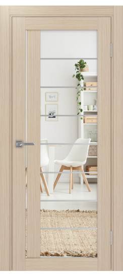 Межкомнатная дверь Турин_524АСС.22 молдинг алюм.хром.60  Дуб беленый FL