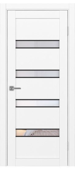 Межкомнатная дверь Турин_505AПC.12 молдинг алюм.чёрн.30  Белый снежный