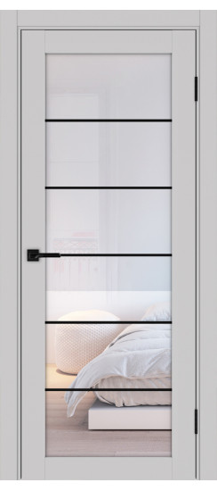 Межкомнатная дверь Турин_501АСС.2 молдинг алюм.чёрн.30  Пепельный