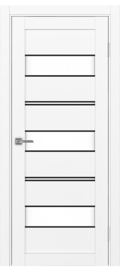 Межкомнатная дверь Турин_526АППmax.122 молдинг алюм.чёрн.40  Белый снежный