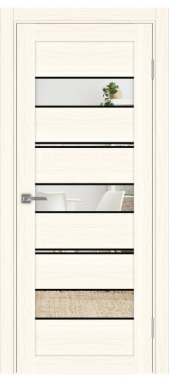 Межкомнатная дверь Турин_526АППmax.122 молдинг алюм.чёрн.40  Ясень светлый