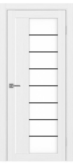 Межкомнатная дверь Турин_524АСС.22 молдинг алюм.чёрн.60  Белый лёд