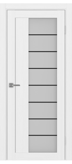 Межкомнатная дверь Турин_524АСС.22 молдинг алюм.чёрн.60  Белый лёд