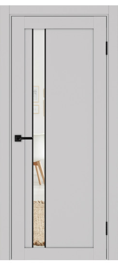 Межкомнатная дверь Турин_528AПП.121 молдинг алюм.чёрн.60  Пепельный