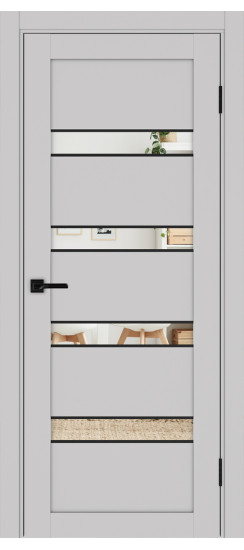 Межкомнатная дверь Турин_505AПC.12 молдинг алюм.чёрн.30  Пепельный