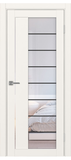 Межкомнатная дверь Турин_524АСС.22 молдинг алюм.чёрн.60  Бежевый