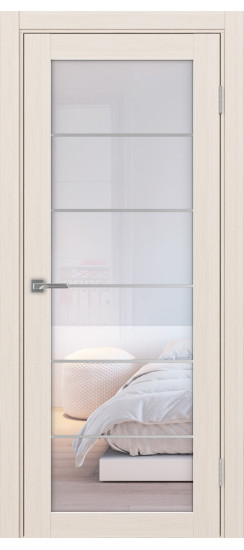 Межкомнатная дверь Турин_501АСС.2 молдинг алюм.хром.30  Ясень перламутровый