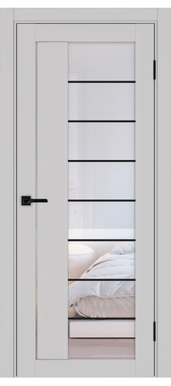 Межкомнатная дверь Турин_524АСС.22 молдинг алюм.чёрн.60  Пепельный