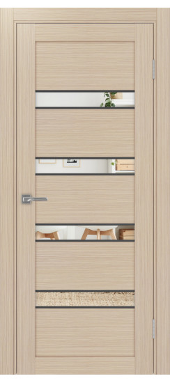 Межкомнатная дверь Турин_505AПC.12 молдинг алюм.чёрн.30  Дуб беленый FL