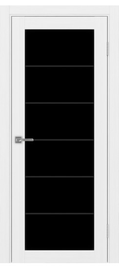 Межкомнатная дверь Турин_501АСС.2 молдинг алюм.чёрн.30  Белый лёд