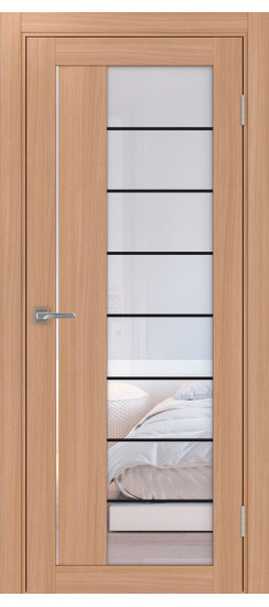 Межкомнатная дверь Турин_524АСС.22 молдинг алюм.чёрн.60  Ясень тёмный