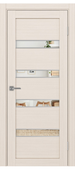 Межкомнатная дверь Турин_505AПC.12 молдинг алюм.хром.30  Ясень перламутровый