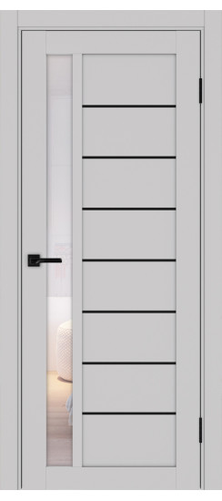 Межкомнатная дверь Турин_554АПП.21 молдинг алюм.чёрн.60  Пепельный