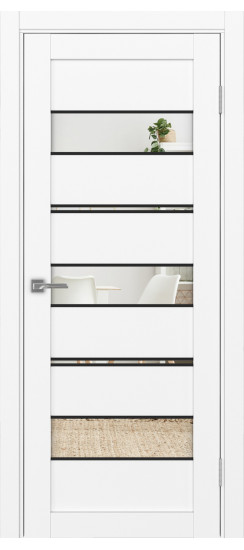 Межкомнатная дверь Турин_526АППmax.122 молдинг алюм.чёрн.40  Белый снежный