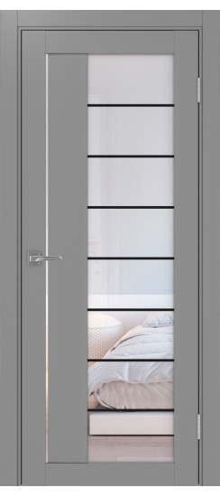 Межкомнатная дверь Турин_524АСС.22 молдинг алюм.чёрн.60  Серый