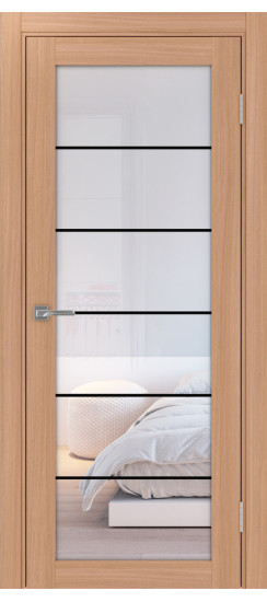 Межкомнатная дверь Турин_501АСС.2 молдинг алюм.чёрн.30  Ясень тёмный