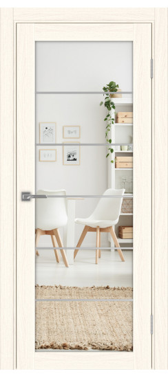 Межкомнатная дверь Турин_501АСС.2 молдинг алюм.хром.30  Ясень светлый