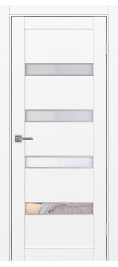 Межкомнатная дверь Турин_505AПC.12 молдинг алюм.хром.30  Белый снежный