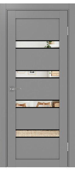 Межкомнатная дверь Турин_505AПC.12 молдинг алюм.чёрн.30  Серый