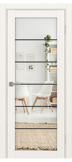 Межкомнатная дверь Турин_501АСС.2 молдинг алюм.чёрн.30  Бежевый