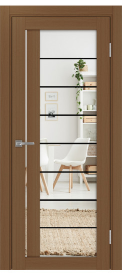 Межкомнатная дверь Турин_524АСС.22 молдинг алюм.чёрн.60  Орех NL