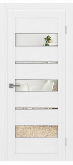 Межкомнатная дверь Турин_526АППmax.122 молдинг алюм.хром.40  Белый лёд