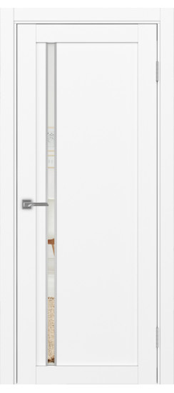 Межкомнатная дверь Турин_527АПС.121 молдинг алюм.хром.35  Белый снежный