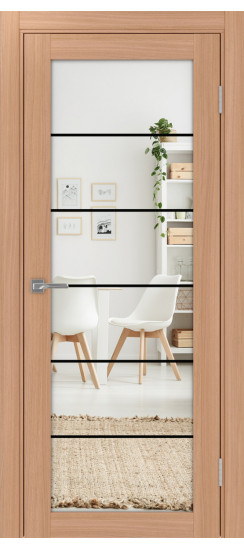 Межкомнатная дверь Турин_501АСС.2 молдинг алюм.чёрн.30  Ясень тёмный