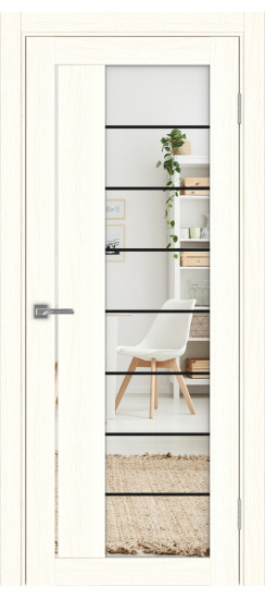 Межкомнатная дверь Турин_524АСС.22 молдинг алюм.чёрн.60  Ясень светлый