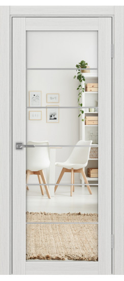 Межкомнатная дверь Турин_501АСС.2 молдинг алюм.хром.30  Ясень серебристый