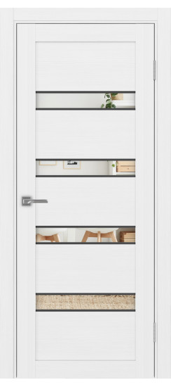 Межкомнатная дверь Турин_505AПC.12 молдинг алюм.чёрн.30  Белый лёд