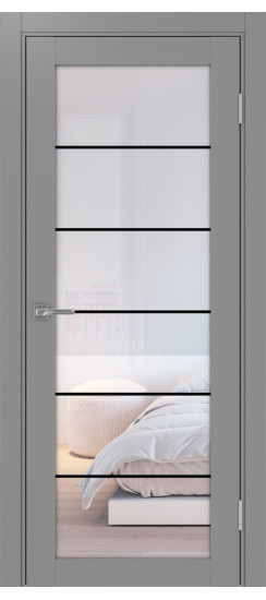 Межкомнатная дверь Турин_501АСС.2 молдинг алюм.чёрн.30  Серый