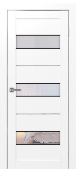 Межкомнатная дверь Турин_526АПС.122 молдинг алюм.чёрн.40  Белый снежный