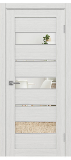 Межкомнатная дверь Турин_526АППmax.122 молдинг алюм.хром.40  Ясень серебристый